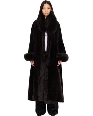 Nour Hammour Sima Shearling Coat - Black