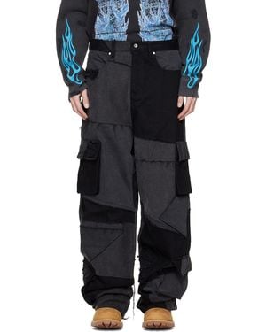 Who Decides War Destroyed Denim Cargo Trousers - Blue