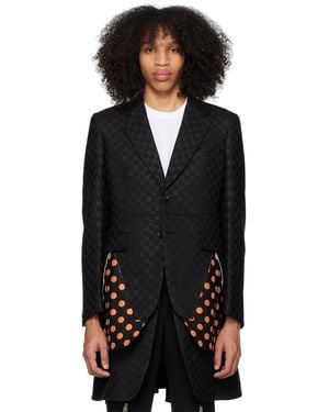 Comme des Garçons チェック&水玉 コート - ブラック