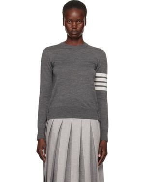 Thom Browne グレー 4-Bar ウール リラックス セーター - ブラック