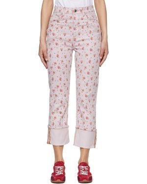 Ganni Printed Capri Slim Jeans - Pink