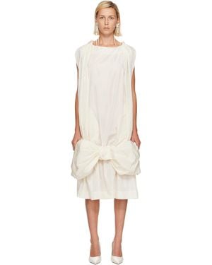 Simone Rocha Off- Bow Hem Egg Midi Dress - White