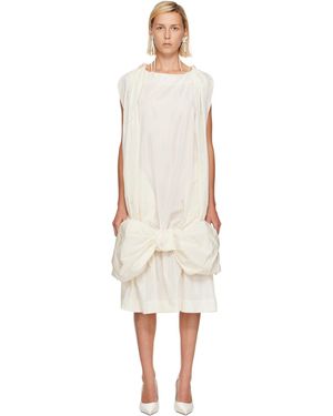 Simone Rocha Robe Midi Blanc Cassé À Boucle Et À Fronces
