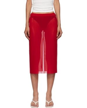 Frankie Shop Suva Sheer Midi Skirt - Red