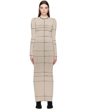 Vetements Beige Checked Maxi Dress - Black