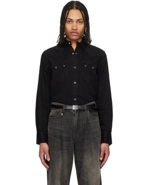 RRL Slim Fit Denim Western Shirt - Black