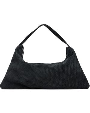 St. Agni Suede Woven Shoulder Bag - Black