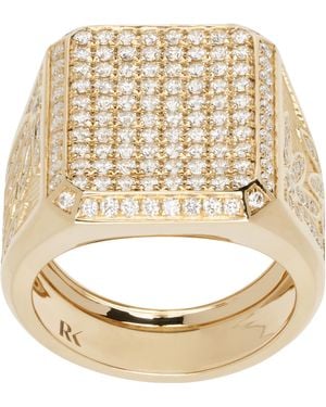 Rainbow K ゴールド ダイヤモンド シグネットリング - メタリック