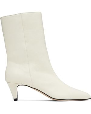 BY FAR Off- Lysander Washed Leather Boots - White