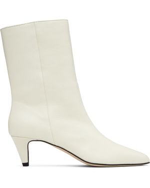 BY FAR Off- Lysander Washed Leather Boots - White