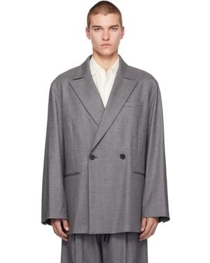 Ssstein Oversized Peaked Lapel Blazer - Grey