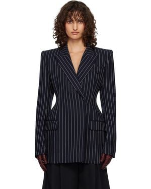 Mugler Pinstripe Hourglass Blazer - Blue