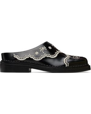 Simone Rocha Floral Lace Mule Loafers - Black