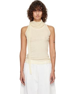 LE17SEPTEMBRE Off- Scarf Sleeveless Jersey Top - White