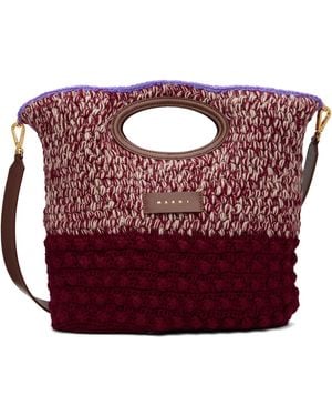 Marni Burgundy Wool Knotty Crochet Bag - Purple
