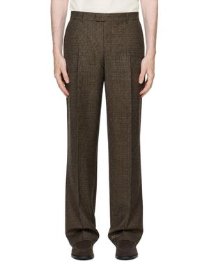 Ami Paris Pantalon Ample Brun À Motif Pied-De-Poule - Gris