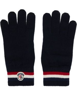 Moncler Tricolour Wool Gloves - Blue