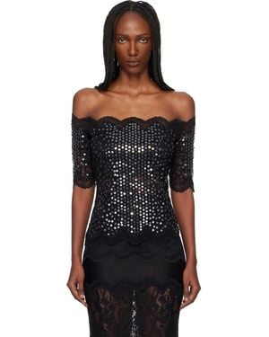 Rabanne Off The Shoulder Lace Top - Black