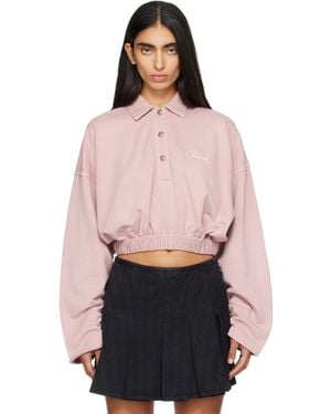 Palm Angels Palm Sway Cropped Long Sleeve Polo - Pink