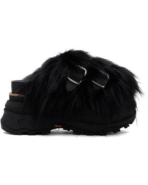 Sacai Faux-Fur Sandals - Black