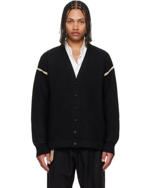 Maison Margiela Virgin Wool Elbow Patch Cardigan - Black