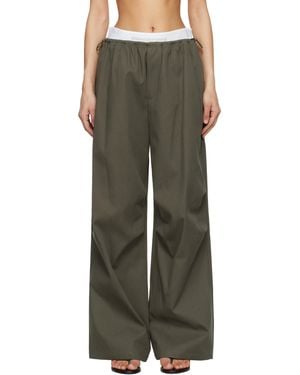 Alexander Wang Khaki Logo Elastic Mid-Rise Pants - Black