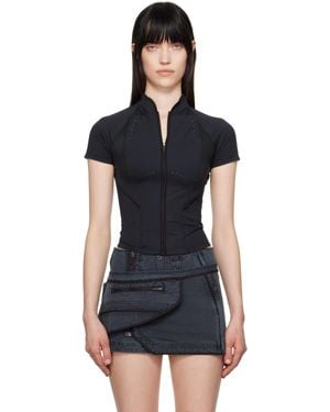Hyein Seo Slashed Zip T-Shirt - Black