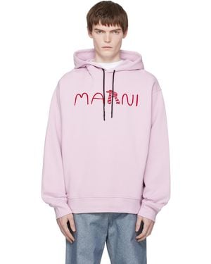 Marni Flocked Animal Alphabet Logo Hoodie - Pink