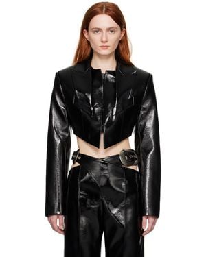 Aleksandre Akhalkatsishvili Cropped Faux-Leather Jacket - Black