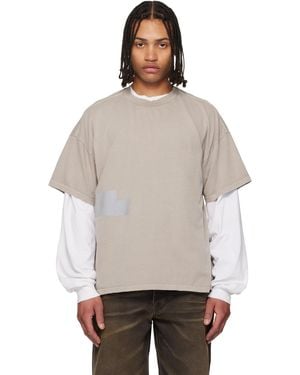 ALEXANDER DIGENOVA Taupe Taped Patch T-Shirt - Grey