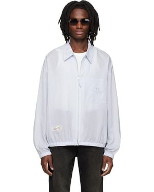 WOOYOUNGMI Striped Zip-Up Shirt - Grey