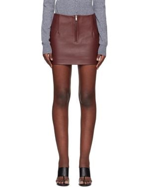 REMAIN Birger Christensen Burgundy Bonded Leather Miniskirt - Red
