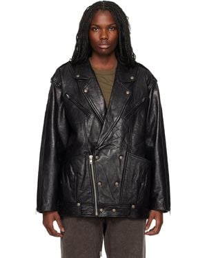 R13 Elongated Motorcycle Leather Jacket - Black
