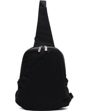 Yohji Yamamoto Wool Gabardine Nylon Tuck Sling Backpack - Black