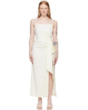 MSGM Off-white Pinstripe Maxi Dress - Black