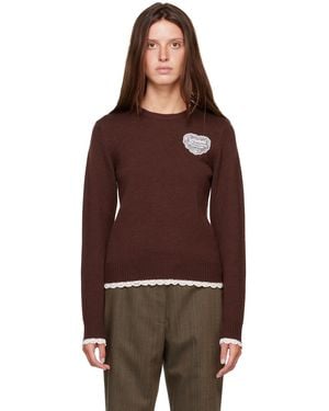 Ganni Crewneck Wool Sweater - Brown