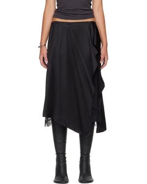 Acne Studios Layered Satin Midi Skirt - Black