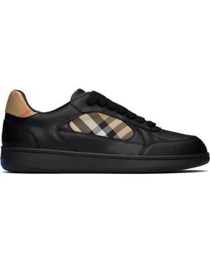 Burberry ブラック Leather & Check Terrace スニーカー