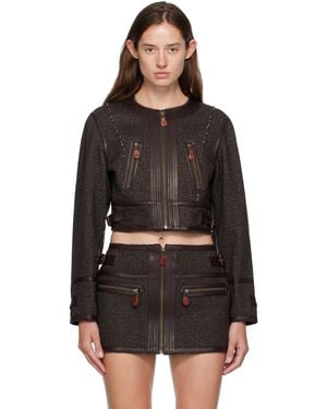 R13 Stitch Details Crewneck Jacket - Black