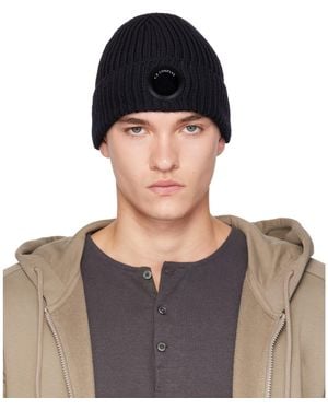 C.P. Company Extrafine Merino Wool Lens Beanie - Blue