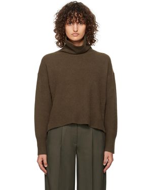 JOSEPH Col Roulé Brun En Tricot Brossé De Cachemire - Marron