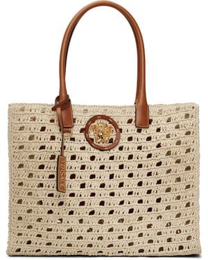 Versace 'La Medusa' Large Raffia Tote - Brown
