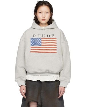 Rhude Usa Flag Hoodie - Gray