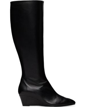 Aeyde Hana Cap Nappa Leather Tall Boots - Black