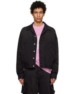 we11done Graphic Denim Jacket - Black