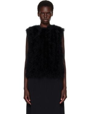 Yves Salomon Cropped Feather Gilet Vest - Black