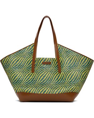 Marni Raffia-Effect Waves Tote - Green