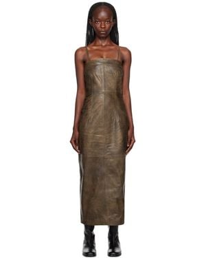 REMAIN Birger Christensen Brown Darted Midi Dress - Black