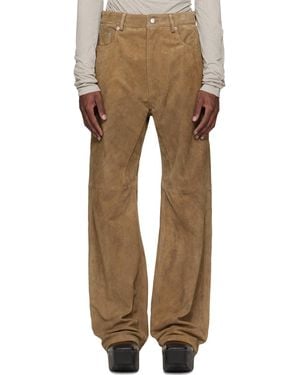 Rick Owens Temple Geth Suede Trousers - Natural