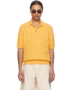 Drole de Monsieur イエロー Le Polo Torsadé ニットポロシャツ